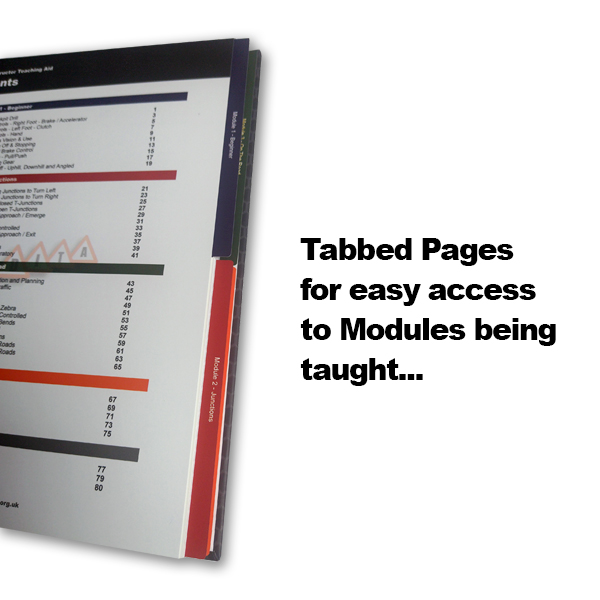 Driving Instructor Teaching Aid - Tabbed Pages for each Module